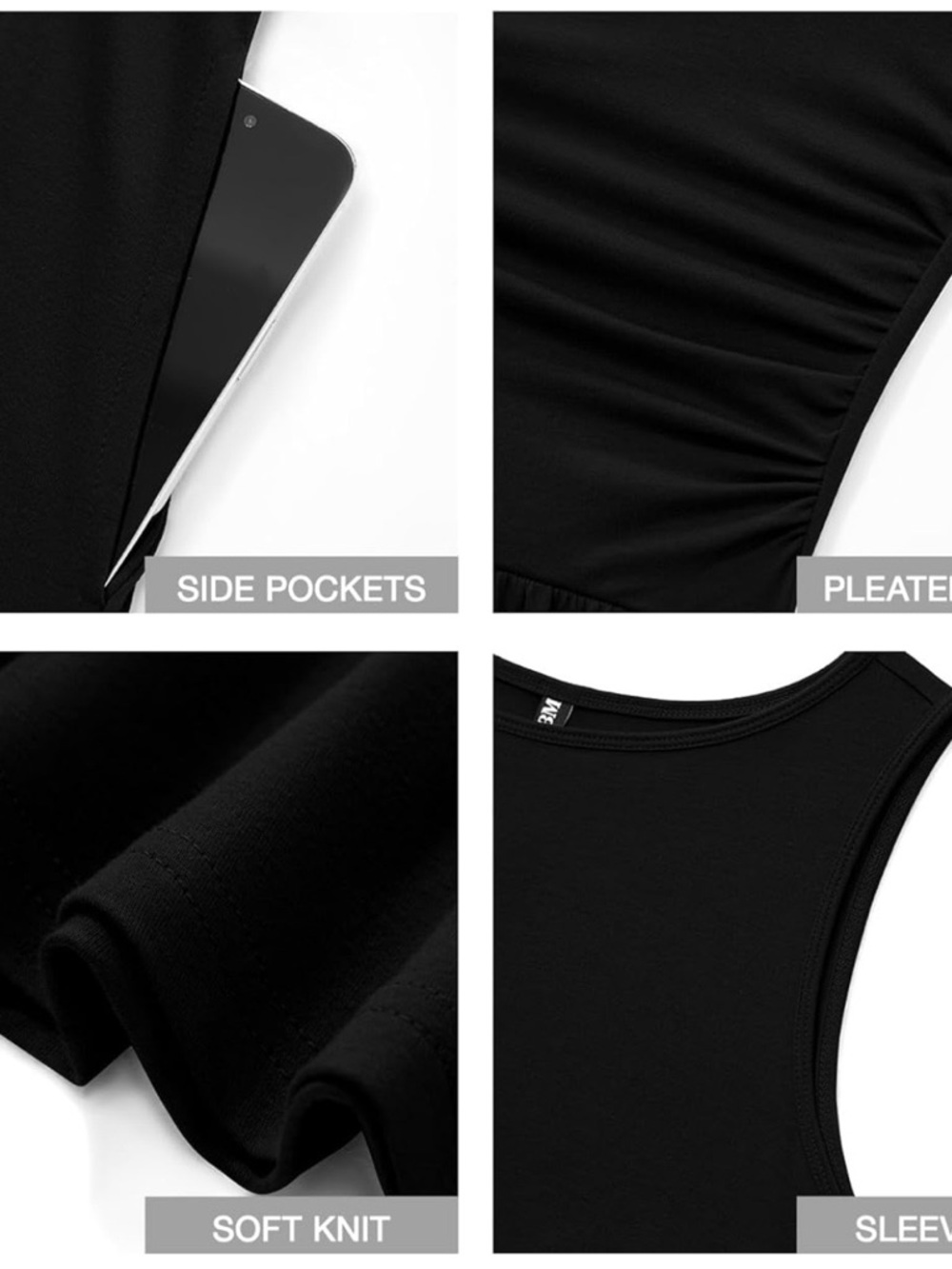 Sleeveless Black Maxi Dress with Gathered Waist - Picture 4 of 7